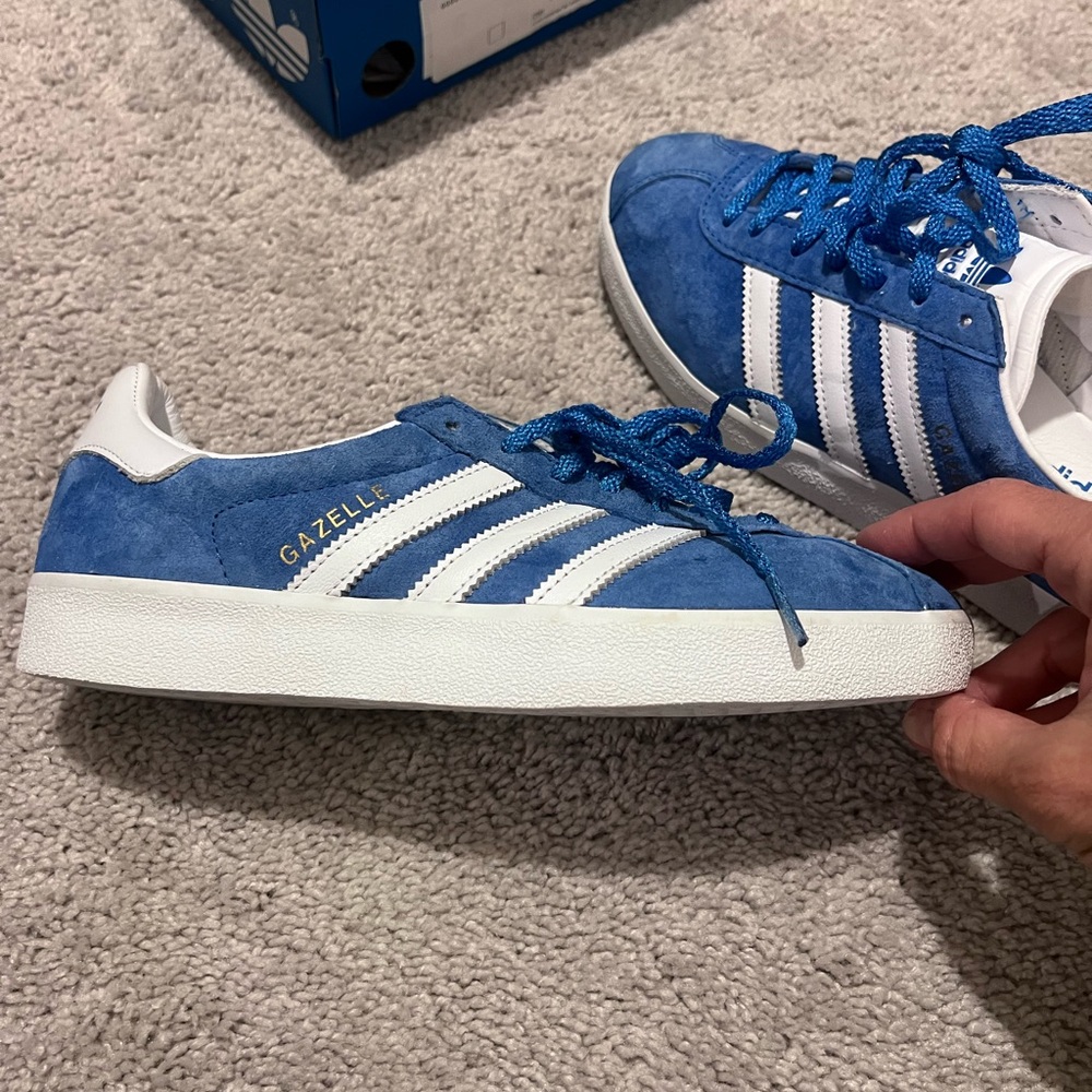 adidas Gazelle Blue and White Athletic Shoes
